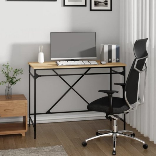 Vidaxl Escritorio Hierro Madera Contrachapada Roble Sonoma 100x50x75cm