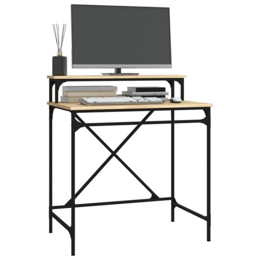Vidaxl Sonoma bureau en fer et contreplaqué 80x50x90 Cm