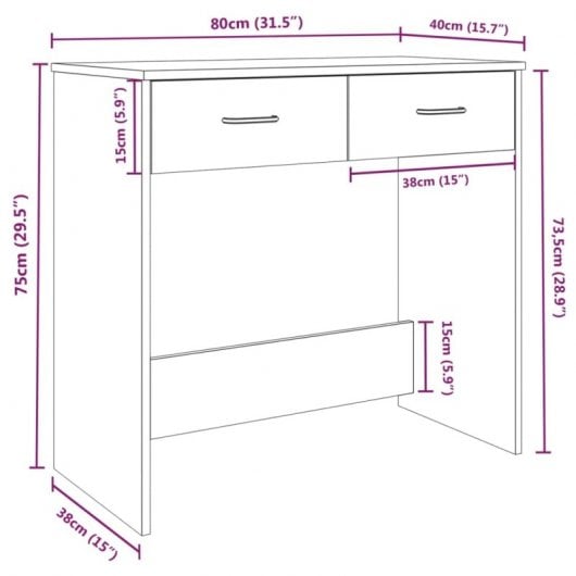 Mesa de madeira compensada Vidaxl Sonoma cinza 80x40x75 cm
