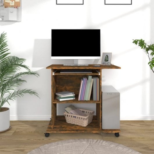 Vidaxl bureau contreplaqué chêne fumé 80x50x75 Cm