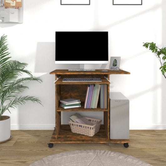 Vidaxl bureau contreplaqué chêne fumé 80x50x75 Cm