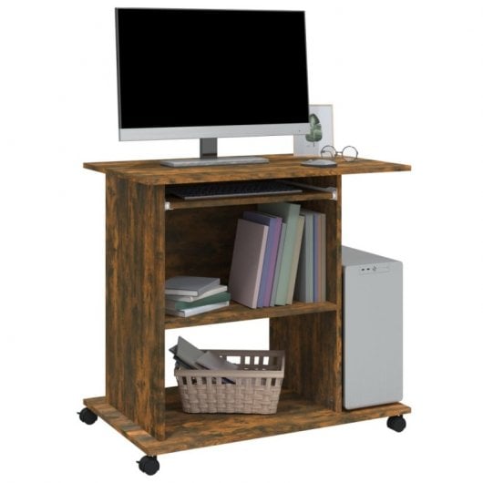 Vidaxl bureau contreplaqué chêne fumé 80x50x75 Cm