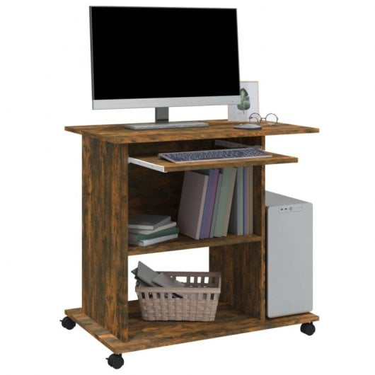 Vidaxl bureau contreplaqué chêne fumé 80x50x75 Cm