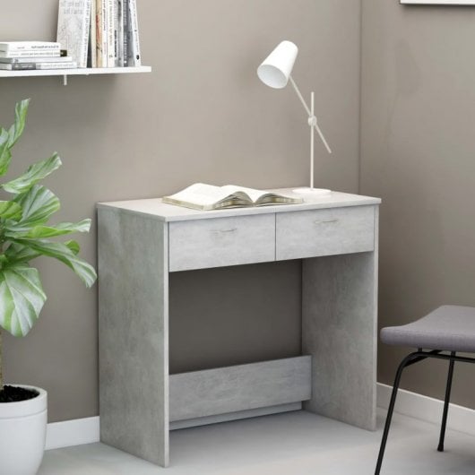 Mesa de madeira compensada cinza concreto Vidaxl 80x40x75 cm