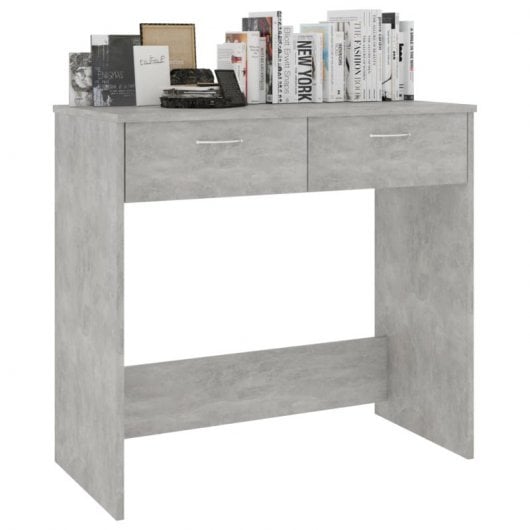 Mesa de madeira compensada cinza concreto Vidaxl 80x40x75 cm