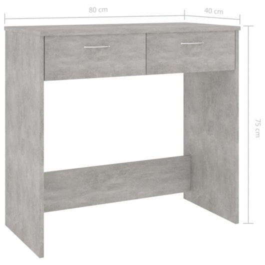 Mesa de madeira compensada cinza concreto Vidaxl 80x40x75 cm