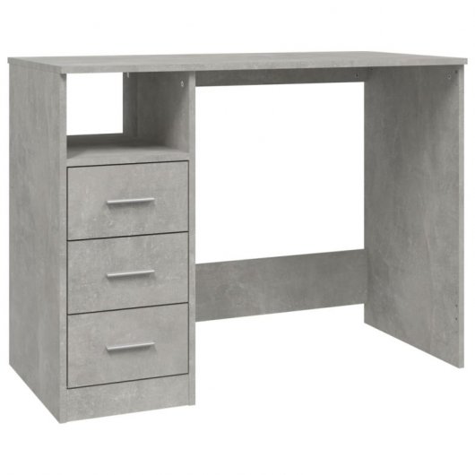 Vidaxl bureau avec tiroirs contreplaqué gris béton 102x50x76 Cm