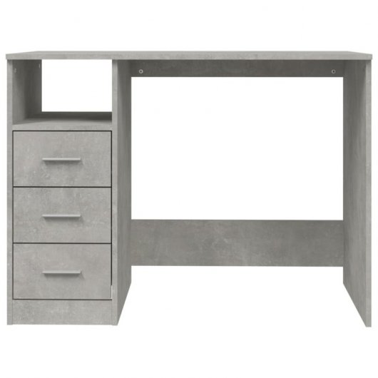 Vidaxl bureau avec tiroirs contreplaqué gris béton 102x50x76 Cm