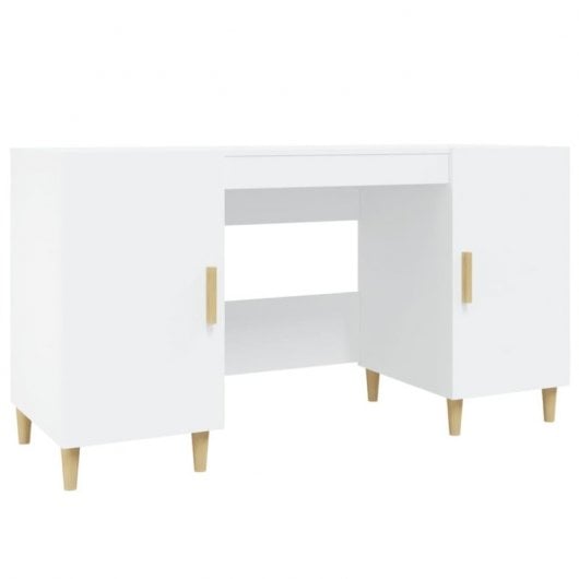 Vidaxl Bureau Contreplaqué Blanc 140x50x75 Cm