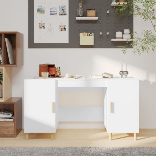 Vidaxl Bureau Contreplaqué Blanc 140x50x75 Cm