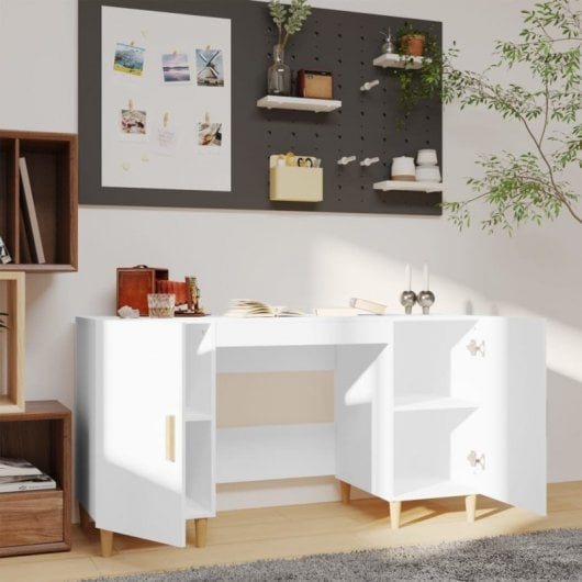 Vidaxl Bureau Contreplaqué Blanc 140x50x75 Cm