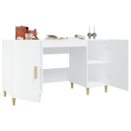 Vidaxl Bureau Contreplaqué Blanc 140x50x75 Cm