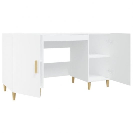 Vidaxl Bureau Contreplaqué Blanc 140x50x75 Cm