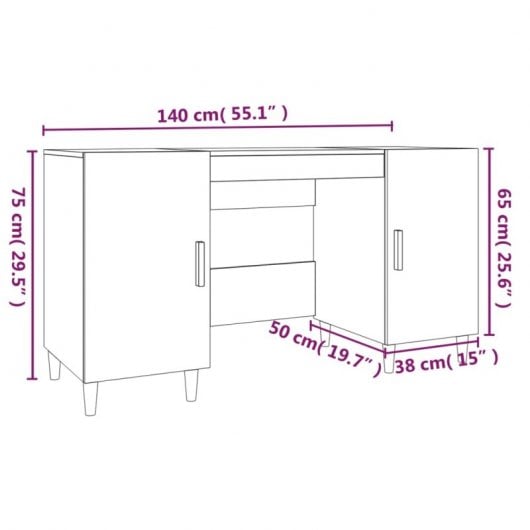 Vidaxl Bureau Contreplaqué Blanc 140x50x75 Cm