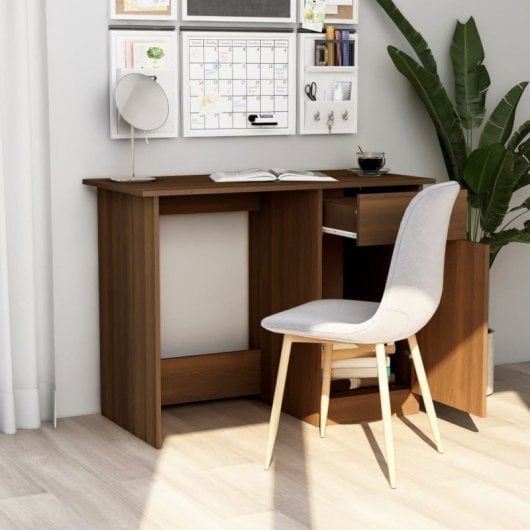 Vidaxl bureau en contreplaqué chêne marron 100x50x76 Cm