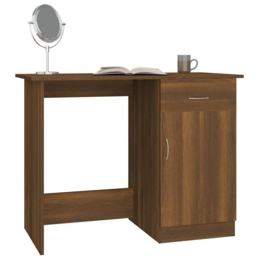 Vidaxl bureau en contreplaqué chêne marron 100x50x76 Cm