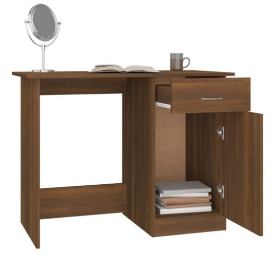 Vidaxl bureau en contreplaqué chêne marron 100x50x76 Cm