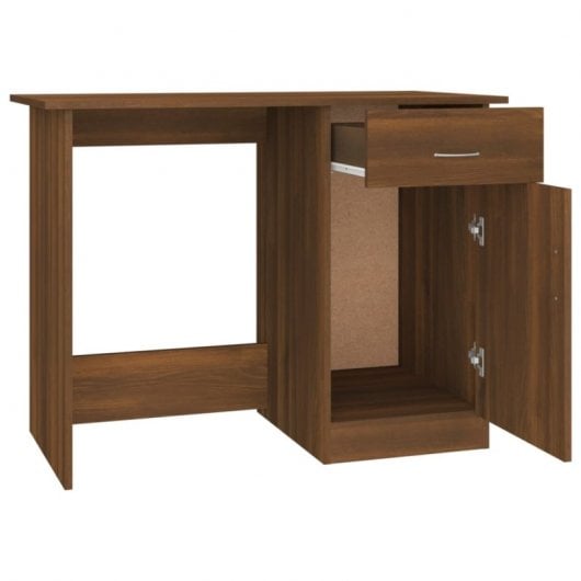 Vidaxl bureau en contreplaqué chêne marron 100x50x76 Cm