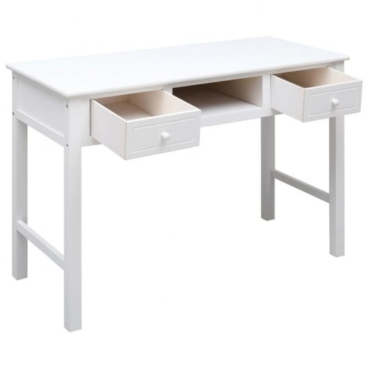 Vidaxl bureau en bois de Paulownia massif blanc 108x45x76 Cm