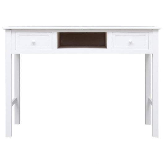 Vidaxl bureau en bois de Paulownia massif blanc 108x45x76 Cm
