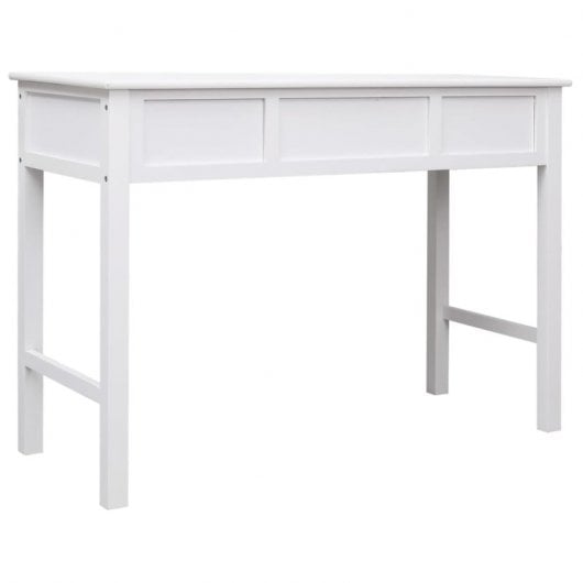 Vidaxl bureau en bois de Paulownia massif blanc 108x45x76 Cm