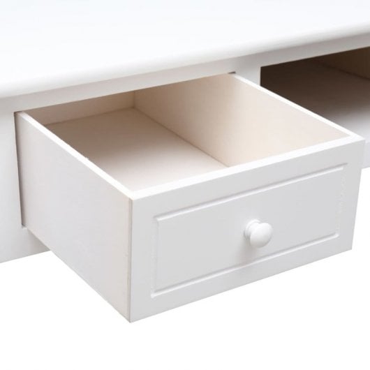 Vidaxl bureau en bois de Paulownia massif blanc 108x45x76 Cm