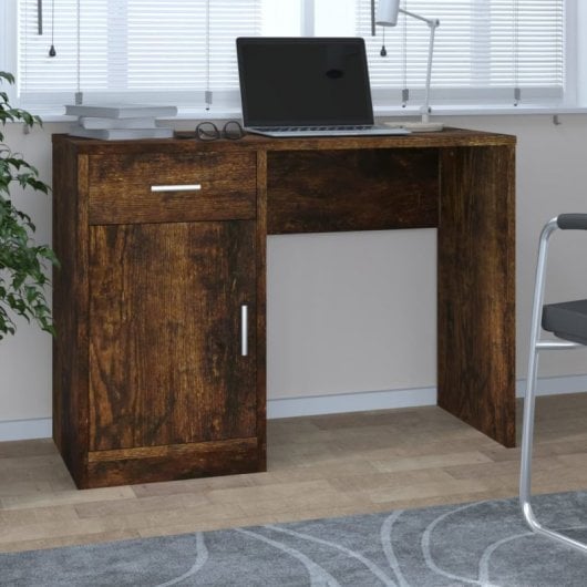 Bureau Vidaxl avec tiroir et armoire en contreplaqué 100x40x73 Cm