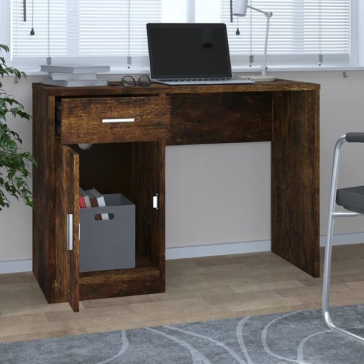 Bureau Vidaxl avec tiroir et armoire en contreplaqué 100x40x73 Cm