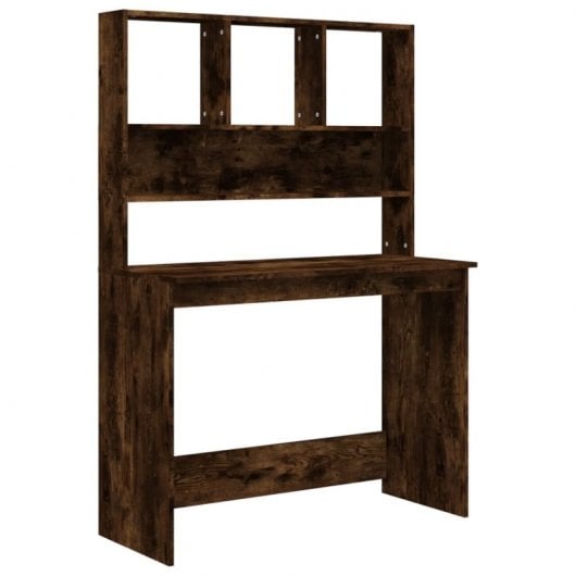 Mesa de prateleira em contraplacado de carvalho fumado Vidaxl 102x45x148cm