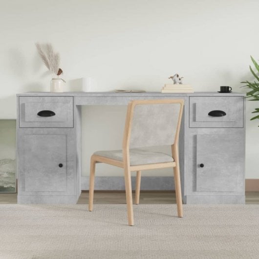 Mesa Vidaxl com gabinete de madeira compensada cinza concreto