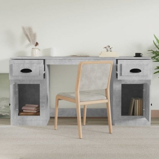 Mesa Vidaxl com gabinete de madeira compensada cinza concreto