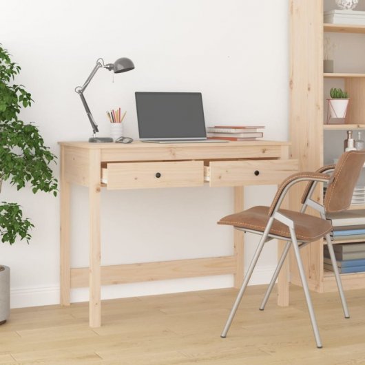 Vidaxl bureau avec tiroirs bois de pin massif 100x50x78 Cm