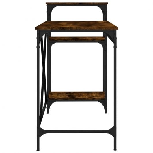 Vidaxl bureau avec étagères en fer et bois chêne fumé 135x50x90 Cm