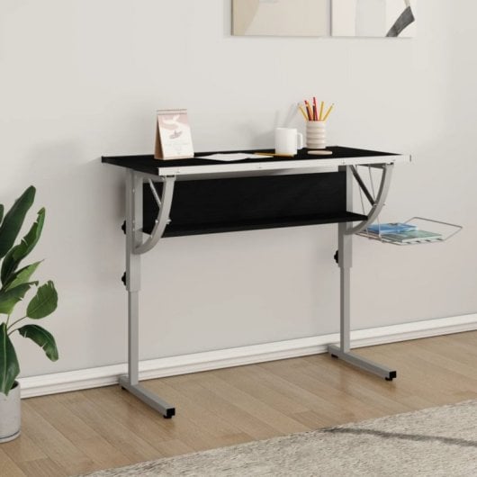 Mesa de desenho Vidaxl Madeira e Aço Preto e Cinza 110x53x(58-87) Cm
