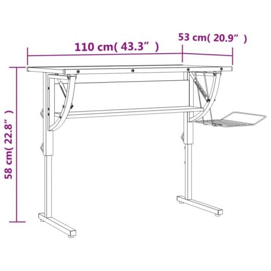 Mesa de desenho Vidaxl Madeira e Aço Preto e Cinza 110x53x(58-87) Cm