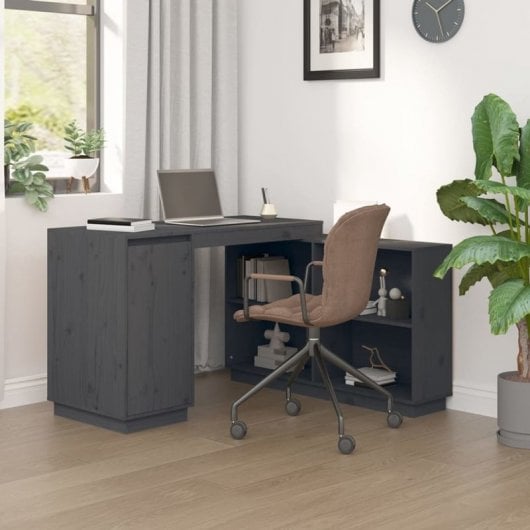 Mesa Vidaxl em madeira maciça de pinho cinza 110x50x75 cm