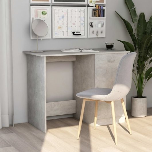 Vidaxl Bureau Contreplaqué Gris Béton 100x50x76 Cm