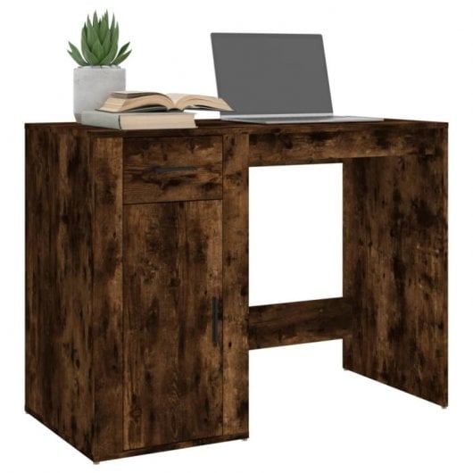 Vidaxl Bureau Contreplaqué Chêne Fumé 100x49x75 Cm