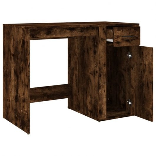 Vidaxl Bureau Contreplaqué Chêne Fumé 100x49x75 Cm