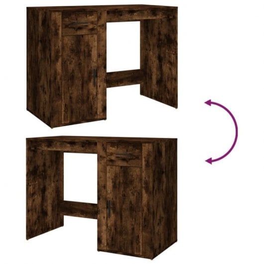 Vidaxl Bureau Contreplaqué Chêne Fumé 100x49x75 Cm