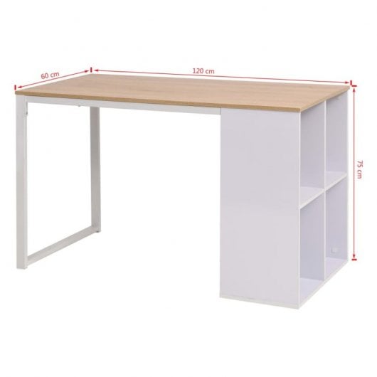 Secretária Vidaxl 120x60x75 cm carvalho e cor branca