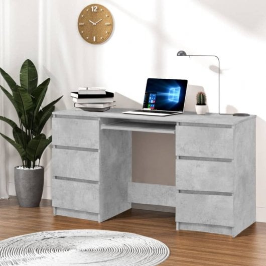 Bureau Vidaxl contreplaqué gris 140x50x77 Cm