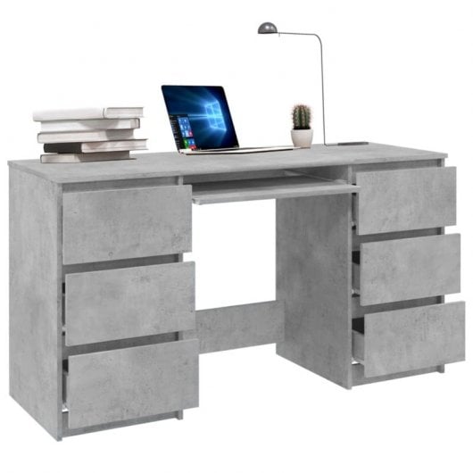 Bureau Vidaxl contreplaqué gris 140x50x77 Cm