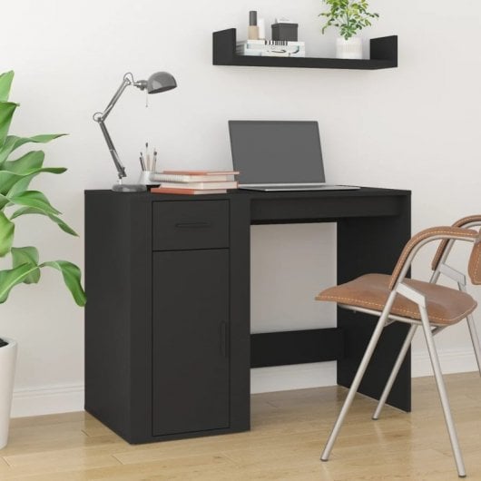 Mesa de madeira compensada preta Vidaxl 100x49x75 cm