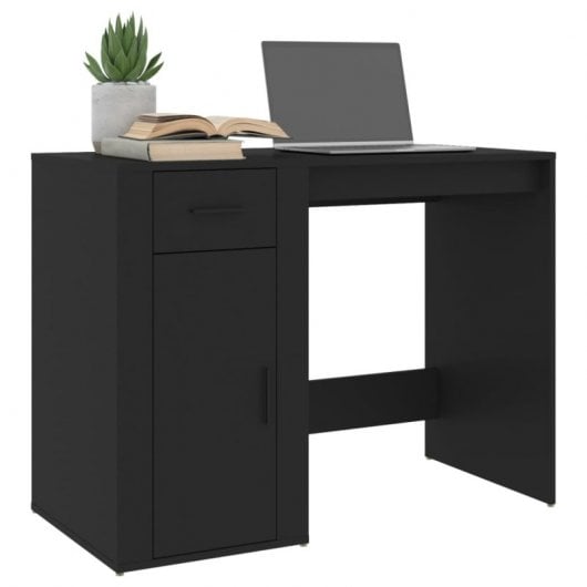 Mesa de madeira compensada preta Vidaxl 100x49x75 cm