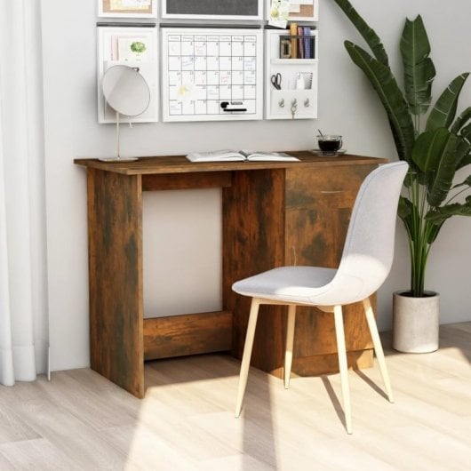 Vidaxl Bureau Contreplaqué Chêne Fumé 100x50x76 Cm