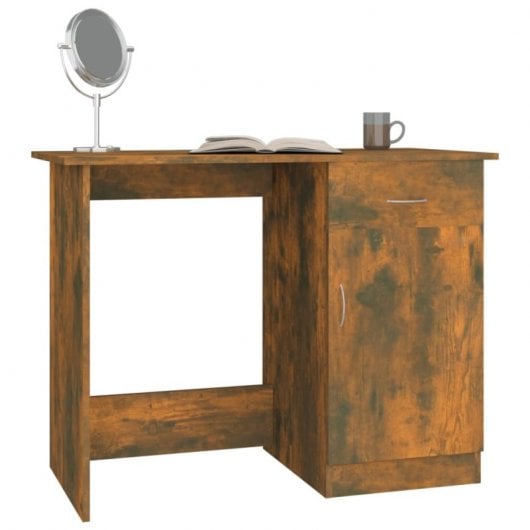 Vidaxl Bureau Contreplaqué Chêne Fumé 100x50x76 Cm