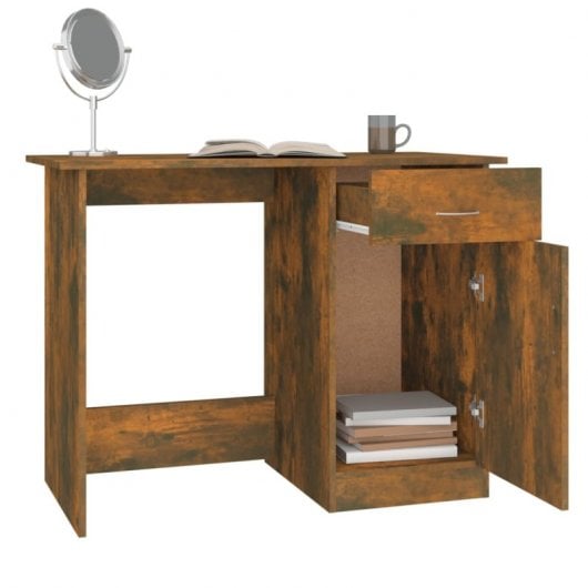 Vidaxl Bureau Contreplaqué Chêne Fumé 100x50x76 Cm