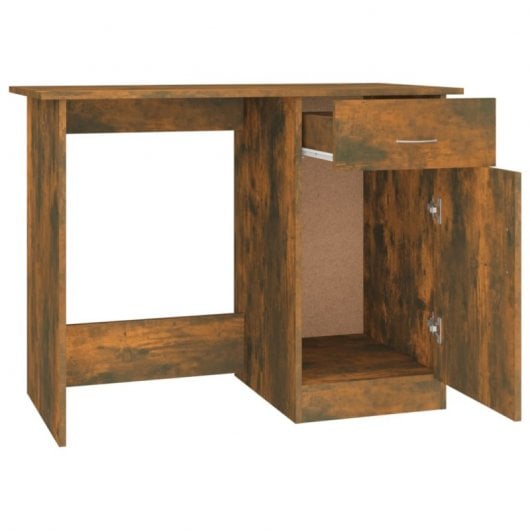 Vidaxl Bureau Contreplaqué Chêne Fumé 100x50x76 Cm
