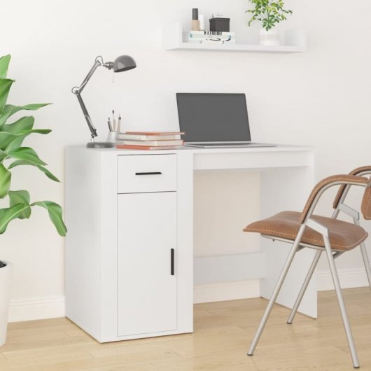 Vidaxl Escritorio De Madera Contrachapada Blanco 100x49x75 Cm